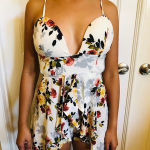 White/Floral padded Romper